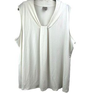 Chicos Women's Blouse‎ Top Size XXL Solid Ivory Sleeveless Stretchy Poly Spandex